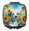 Dalmatian in Sunflowers Compact Mirror Decorative Travel Makeup Mirror for Women Girls Gifts Pocket Makeup Mirror Folding Handheld