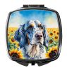 English Setter in Sunflowers Compact Mirror Decorative Travel Makeup Mirror for Women Girls Gifts Pocket Makeup Mirror Folding Handheld