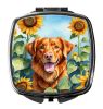 Nova Scotia Duck Toller in Sunflowers Compact Mirror Decorative Travel Makeup Mirror for Women Girls Gifts Pocket Makeup Mirror Folding Handheld