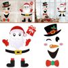 2 Packs Christmas Door Stickers Santa Claus Snowman Cartoon Felt Wall Stickers Xmas Home Refrigerator Garage Door Wall Window Decoration for Christmas
