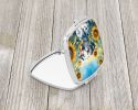 Dalmatian in Sunflowers Compact Mirror Decorative Travel Makeup Mirror for Women Girls Gifts Pocket Makeup Mirror Folding Handheld