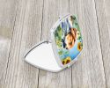 English Foxhound in Sunflowers Compact Mirror Decorative Travel Makeup Mirror for Women Girls Gifts Pocket Makeup Mirror Folding Handheld