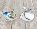 White Poodle in Sunflowers Compact Mirror Decorative Travel Makeup Mirror for Women Girls Gifts Pocket Makeup Mirror Folding Handheld