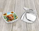 Nova Scotia Duck Toller in Sunflowers Compact Mirror Decorative Travel Makeup Mirror for Women Girls Gifts Pocket Makeup Mirror Folding Handheld