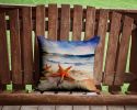 Starfish Throw Pillow Machine Washable, Indoor Outdoor Decorative Pillow for Couch, Bed or Patio, 14Hx14W