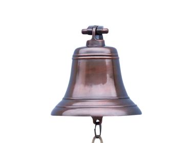Antiqued Copper Hanging Ships Bell 9""