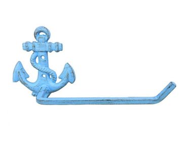 Rustic Light Blue Cast Iron Anchor Toilet Paper Holder 10""
