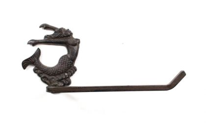 Cast Iron Decorative Arching Mermaid Toilet Paper Holder 11""
