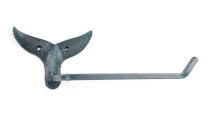 Seaworn Blue Cast Iron Whale Tail Toilet Paper Holder 11""