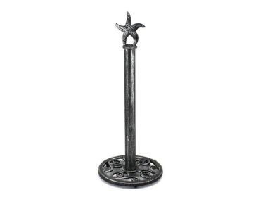 Rustic Silver Cast Iron Starfish Extra Toilet Paper Stand 15""
