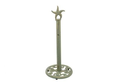 Rustic Seaworn Bronze Cast Iron Starfish Extra Toilet Paper Stand 15""