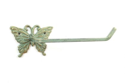 Antique Seaworn Bronze Cast Iron Butterfly Toilet Paper Holder 11""