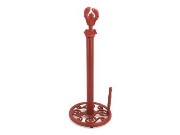 Rustic Red Cast Iron Lobster Paper Towel Holder 16""