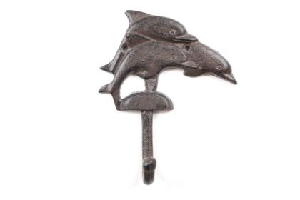 Cast Iron Decorative Dolphins Wall Hook 6""