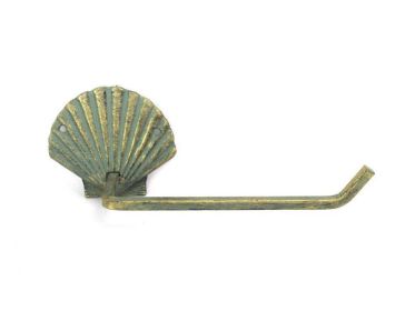 Antique Bronze Cast Iron Shell Toilet Paper Holder 10""