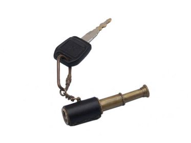 Antique Brass with Leather Spyglass Key Chain 6""