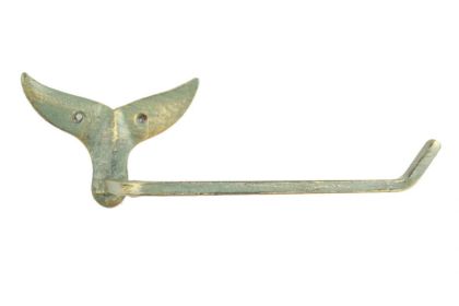 Antique Seaworn Bronze Cast Iron Whale Tail Toilet Paper Holder 11""