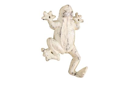 Whitewashed Cast Iron Frog Hook 6""