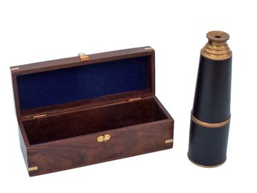 Deluxe Class Admiral Antique Brass Leather Spyglass Telescope 27"" w/ Rosewood Box