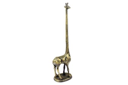 Rustic Gold Cast Iron Giraffe Extra Toilet Paper Stand 19""