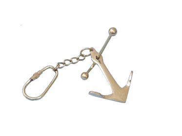 Solid Brass Admiralty Pattern Anchor w/Stock Key Chain 6""