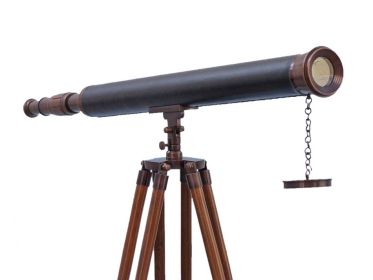 Floor Standing Bronzed With Leather Harbor Master Telescope 60""
