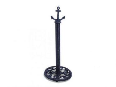 Rustic Dark Blue Cast Iron Anchor Extra Toilet Paper Stand 16""