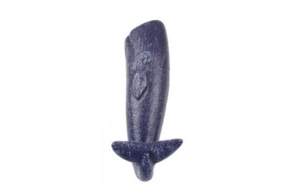 Rustic Dark Blue Cast Iron Whale Hook 6""