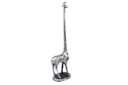 Rustic Silver Cast Iron Giraffe Paper Towel Holder 19&quot;
