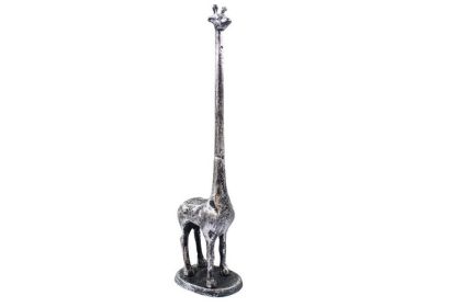 Rustic Silver Cast Iron Giraffe Extra Toilet Paper Stand 19&quot;