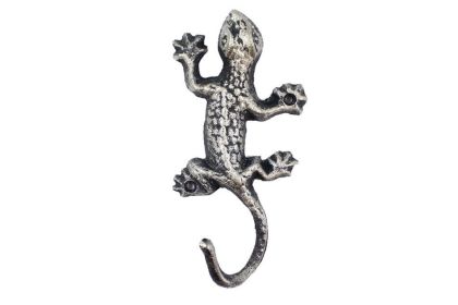 Rustic Silver Cast Iron Lizard Hook 6""