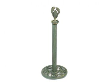 Antique Bronze Cast Iron Lobster Extra Toilet Paper Stand 16""