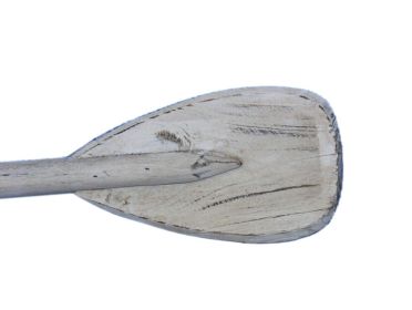 Wooden Rustic Whitewashed Decorative Rowing Boat Paddle with Hooks 24""