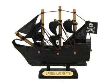 Wooden Caribbean Pirate Ship Model 4""