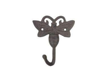 Cast Iron Bee Decorative Metal Wall Hook 5""