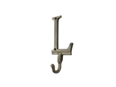 Rustic Gold Cast Iron Letter L Alphabet Wall Hook 6""