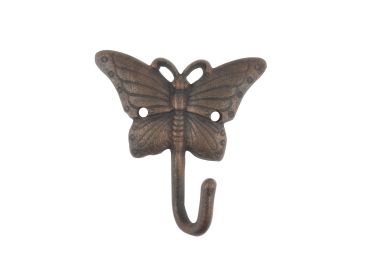 Rustic Copper Cast Iron Butterfly Hook 6""