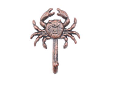 Rustic Copper Cast Iron Wall Mounted Crab Hook 5""