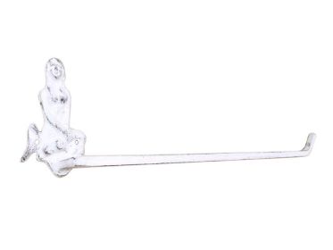 Whitewashed Cast Iron Mermaid Wall Mounted Paper Towel Holder 17""