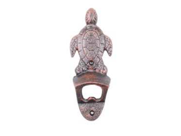 Rustic Copper Cast Iron Wall Mounted Sea Turtle Bottle Opener 6""