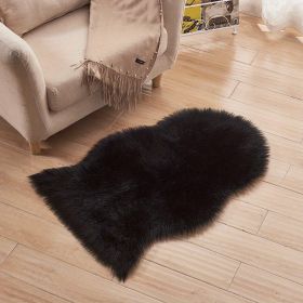 1pc Fluffy Imitation Wool Area Rug, Suede Fleece Bottom Long Imitation Wool Rug, Acrylic 80% Polyester 20%, 23.62*35.43inch, Living Room Bedroom Rug (Color: Black, size: 23.62*35.43inch)