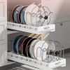 Pull-out pots and pans lid plate draining rack, cabinet built-in draining rack