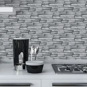 12Pcs Peel And Stick Grain Wallpaper Water resistant Oil-Proof Wall Tiles Stick On Kitchen Backsplash Light Gray Bathroom Decor And Accessories Low Co (PCS: 12MW001)